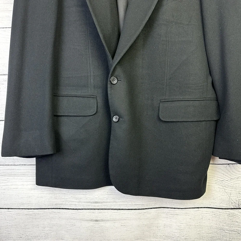 Oscar De‎ La Renta Blazer Men's Size 44L Wool Cashmere Black Sports Coat